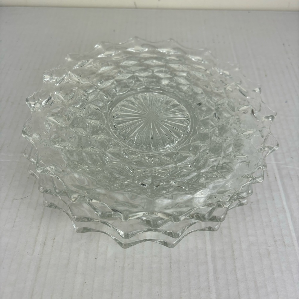 Vintage Fostoria American Cube pattern-8” dessert/salad plates/4-pc set